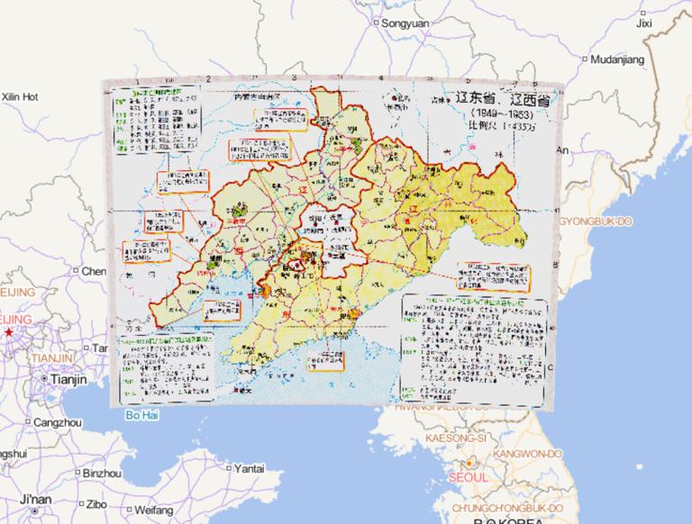 中国辽东、辽西省行政区划（1949-1953）历史地图