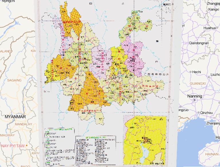 中国云南省行政区划（1991~1999年）在线历史地图