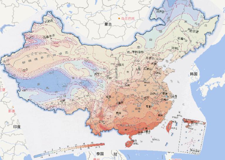 中国年平均气温在线地图
