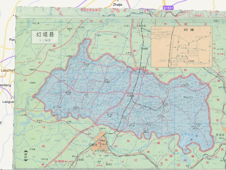 辽宁省辽阳市灯塔县1995年地图