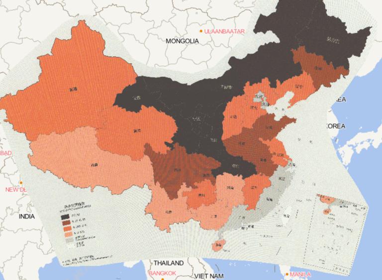 2016年中国干旱灾害分省综合灾情指数在线地图
