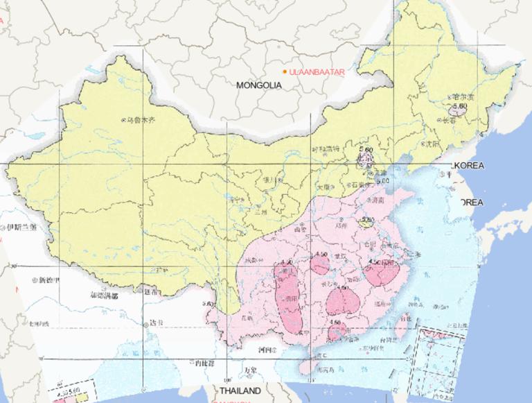 1992-2015年中国平均冬季降水pH值在线地图