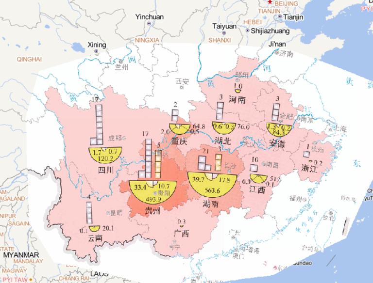 2014年7月中旬南方洪涝灾害人员受灾情况在线地图