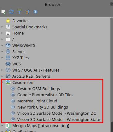 将 Cesium ion 资产添加到 QGIS