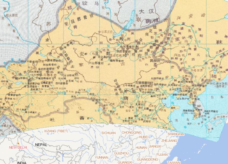 640-669年中国唐代贞观、总章年间安东、东夷、安北、单于、安西都护府在线历史地图