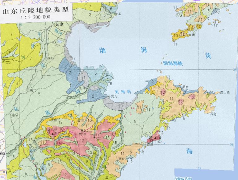 中国山东丘陵地貌类型在线地图