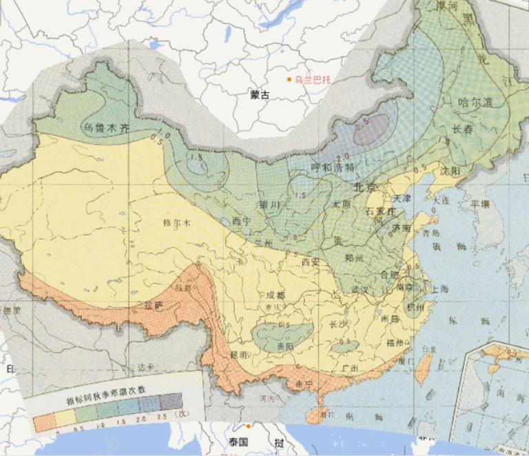 中国农业气象灾害春季寒潮次数在线地图