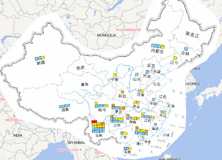 2014年省级救灾应急响应次数在线地图