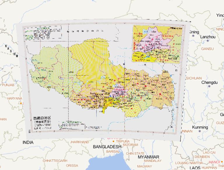 中国西藏自治区(筹备委员会)行政区划（1955~1959年）在线历史地图