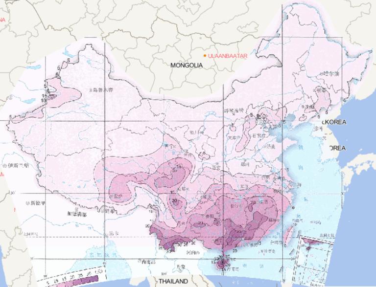 1981-2010年中国平均春季雷暴日数在线地图