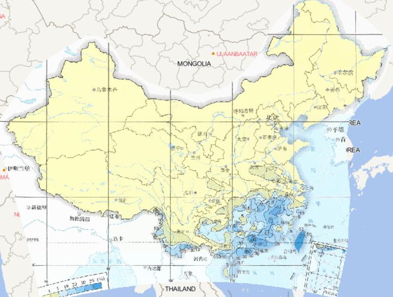 1981-2010年中国春季雨涝频率在线地图