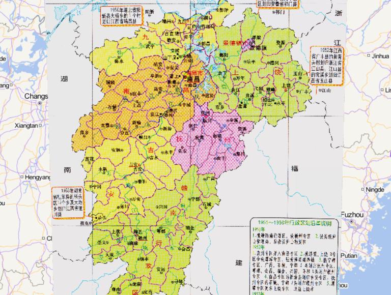 中国江西省行政区划（1951~1956年）在线历史地图