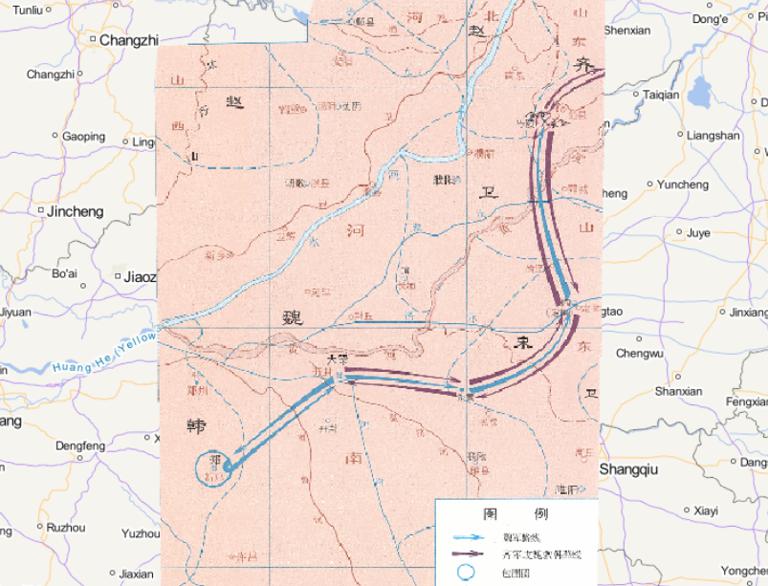 公元前341年中国战国时期马陵之战在线历史地图
