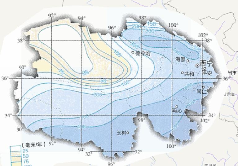 中国青海省年降水量在线地图