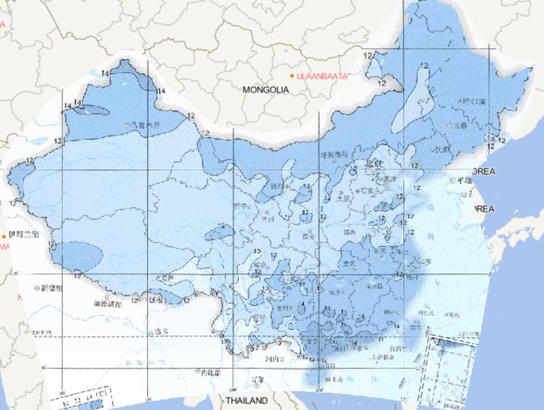 1981-2010年中国平均寒潮过程降温幅度在线地图