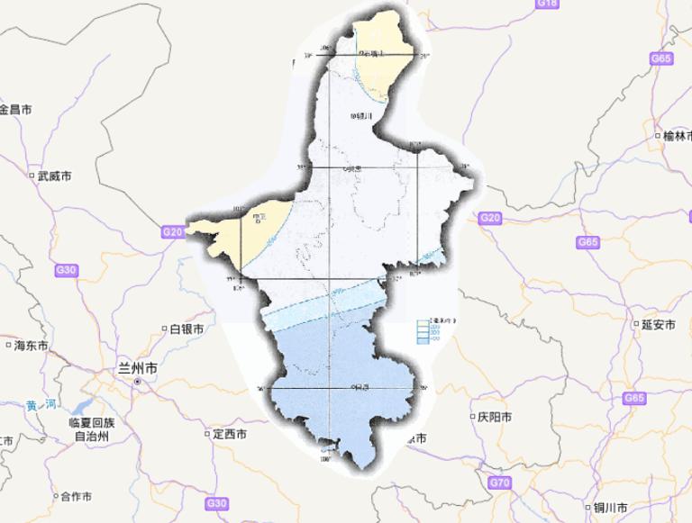 中国宁夏回族自治区年降水量在线地图