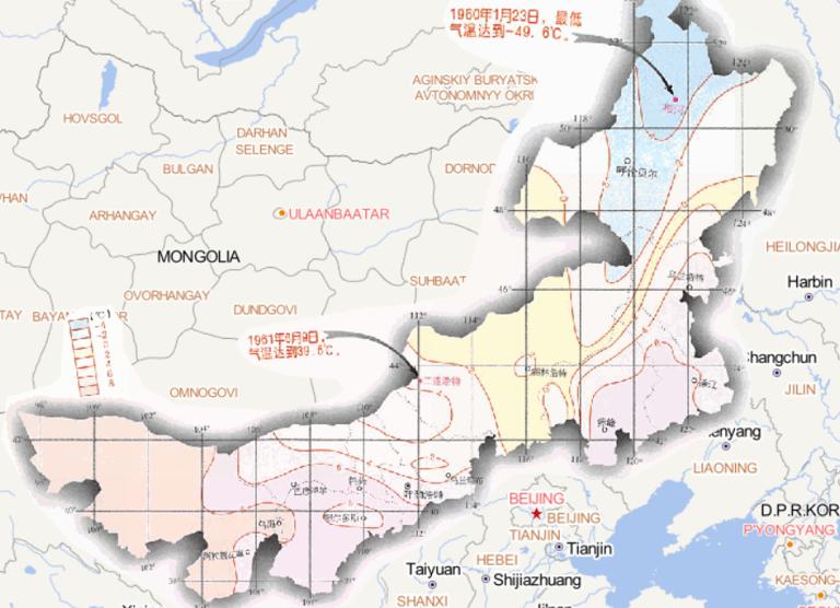 中国内蒙古自治区年平均气温在线地图