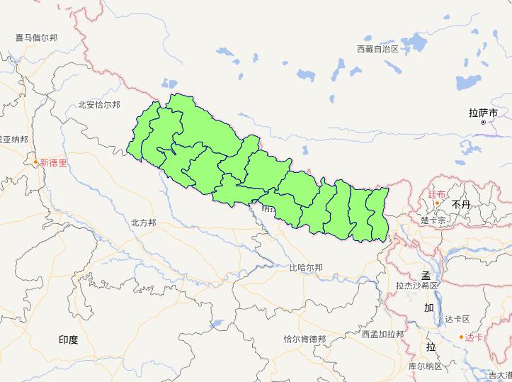 尼泊尔2级行政界限