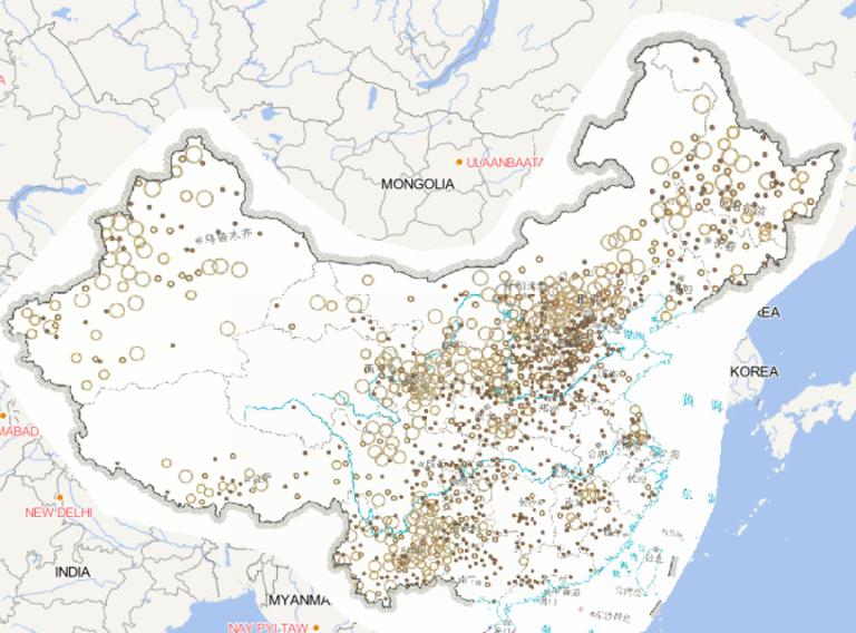 2014年全国风雹灾害发生频次分布在线地图