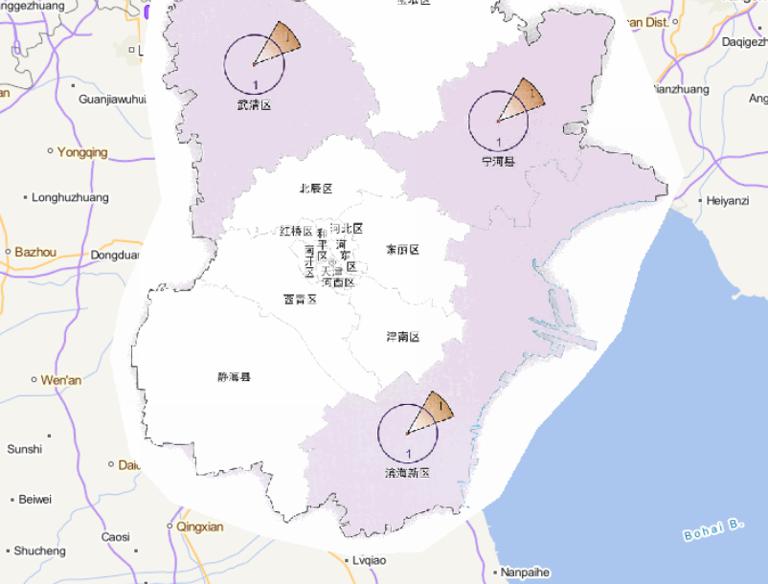 2014年天津市分灾种灾害频次分布在线地图
