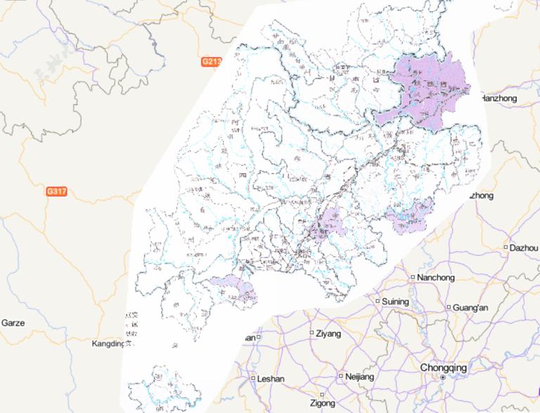 中国汶川灾区历史水灾危险度分布在线地图