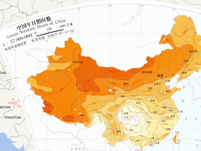 中国年日照时数在线地图