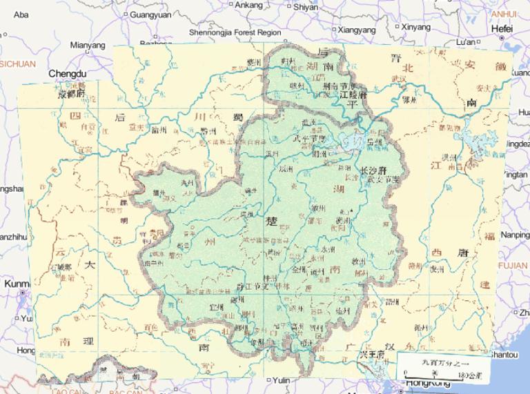 中国五代十国时期楚、南平（943年）的在线历史地图