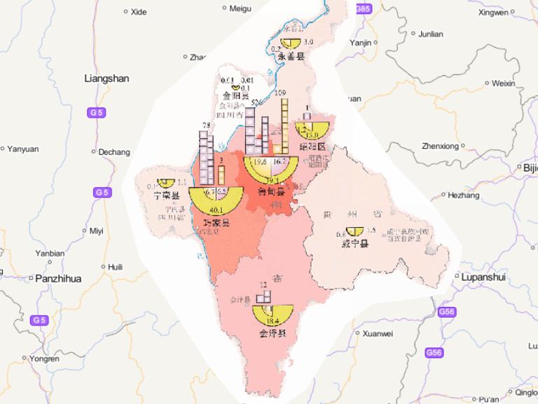 2014年云南鲁甸“8.3”6.5级地震灾害人员受灾情况在线地图