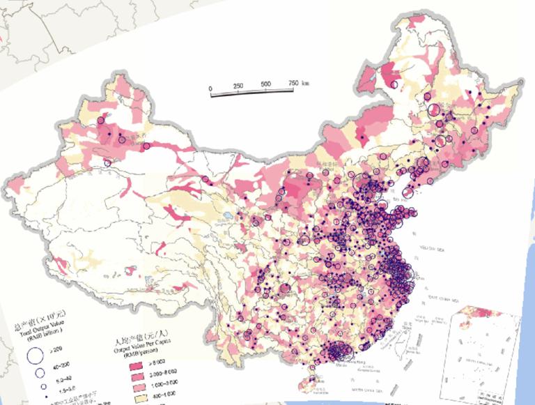 中国工业总产值（2000年）在线地图