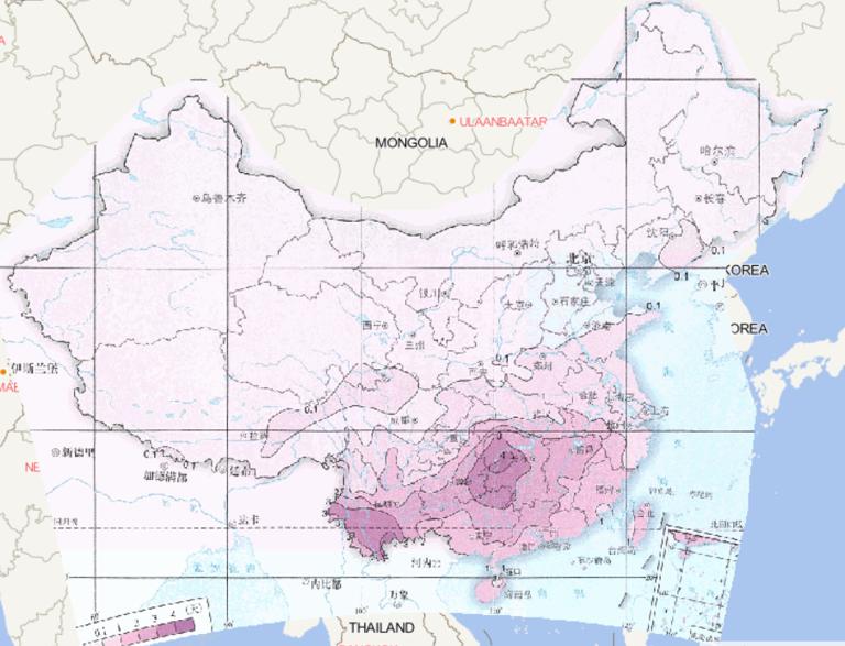 1981-2010年中国平均冬季雷暴日数在线地图