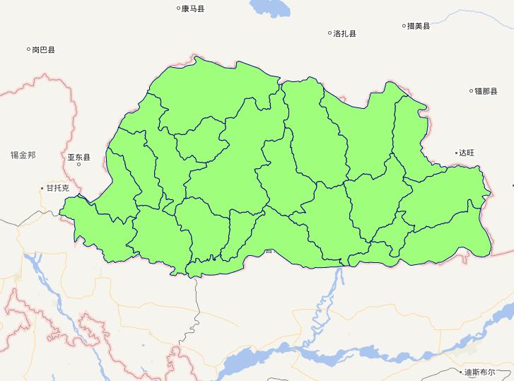 不丹王国1级行政界限