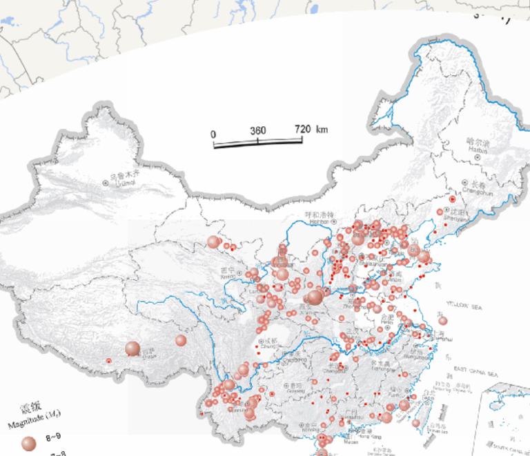 中国地震震中分布在线地图（公元1368年至公元1644年，震级4级以上）