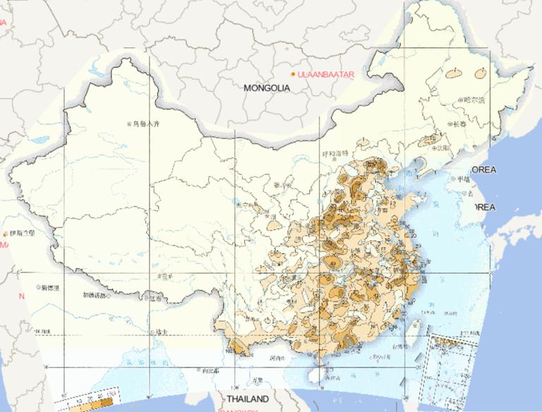 1981-2010年中国平均年霾日数在线地图