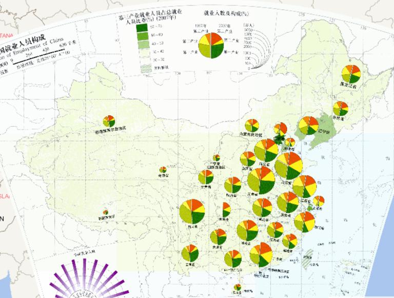 中国各省就业人数构成在线地图