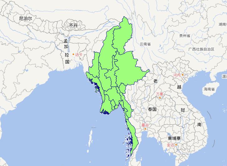 缅甸联邦共和国1级行政界限