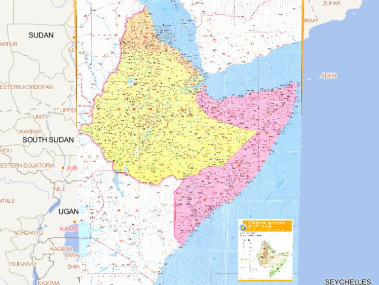 埃塞俄比亚、厄立特里亚、索马里、吉布提在线地图