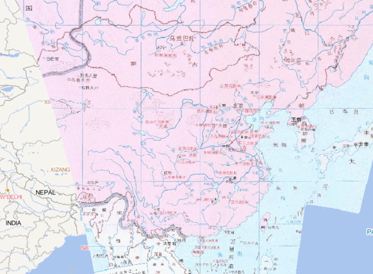 中国元朝初期测影所分布（1279-1294年）的在线历史地图