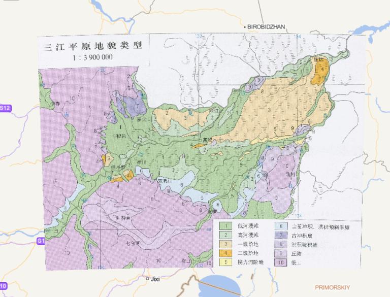 中国三江平原地貌类型在线地图