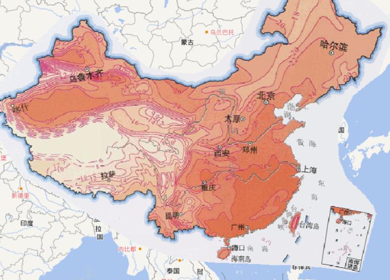 中国七月平均气温在线地图