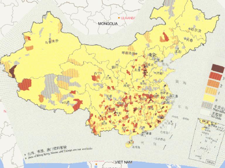 2016年中国分县死亡失踪人口在线地图