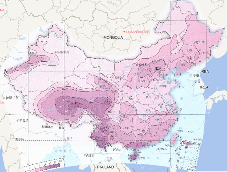 1981-2010年中国平均秋季雷暴日数在线地图