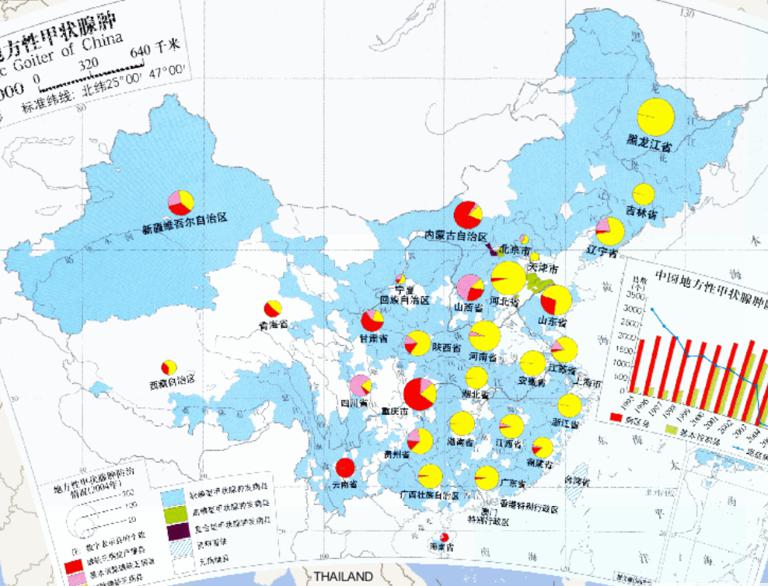 中国地方性甲状腺肿分布在线地图（1:3200万）