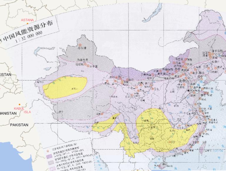 中国风能资源分布在线地图