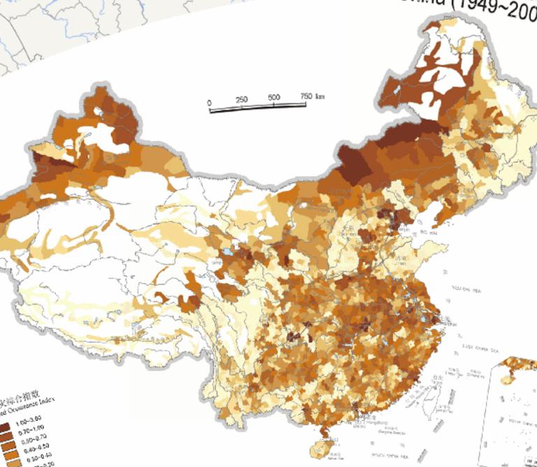 中国自然灾害成灾综合指数在线专题地图（1949年至2000年）