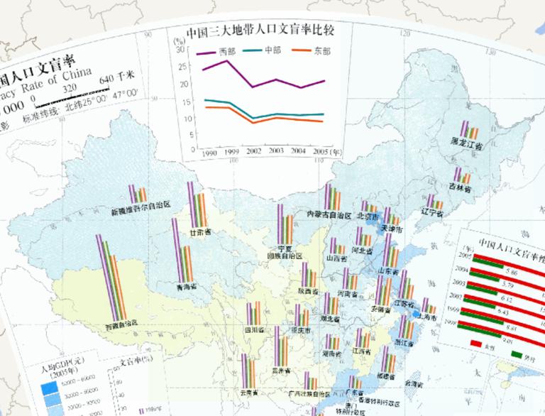 中国人口文盲率在线地图