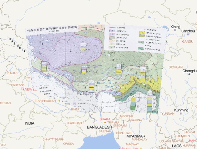 中国青藏高原各气候类型的垂直自然带谱在线地图