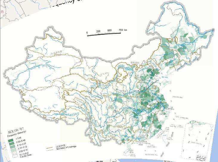 中国水灾频次历史地图（1949年至1965年）