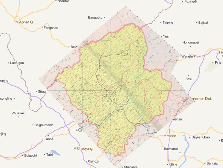 中国辽宁省朝阳市北票市1995年行政区划在线地图