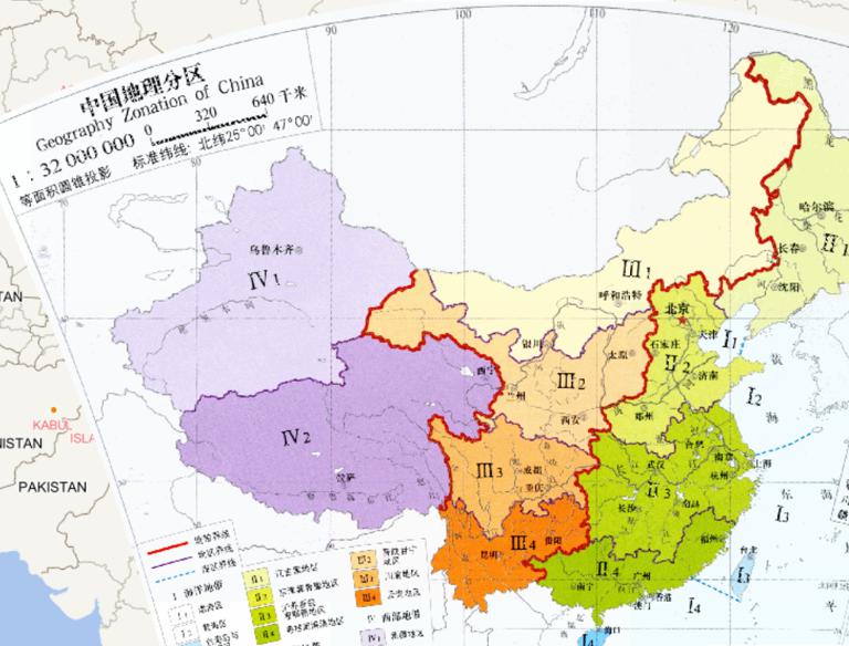 中国地理分区在线地图（1:3200万）