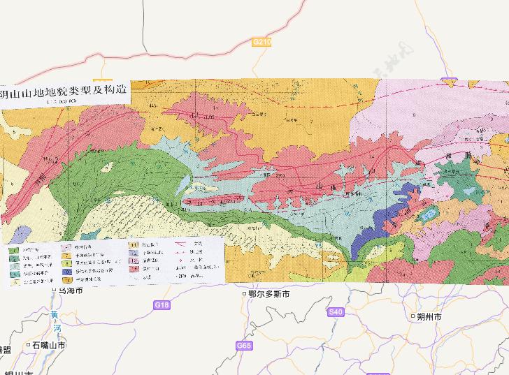 中国阴山山地地貌类型及构造在线地图